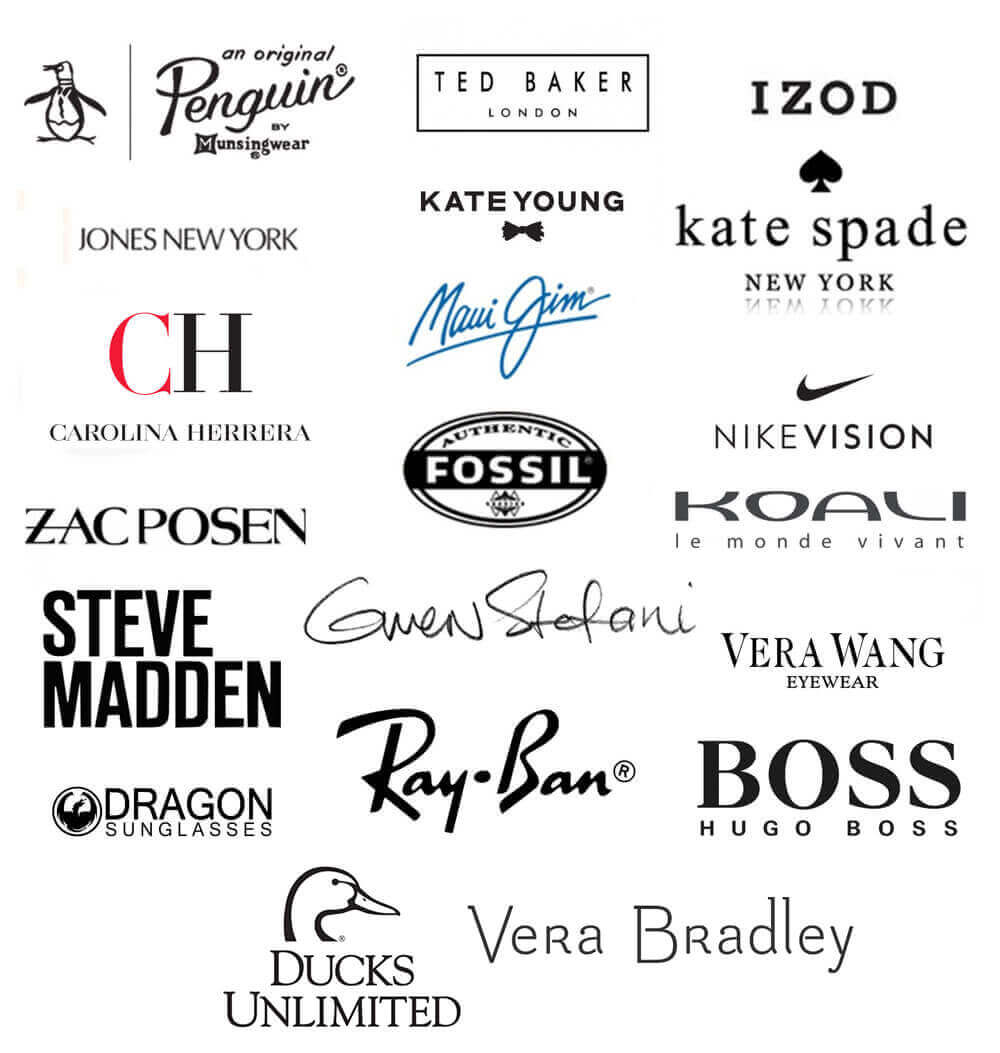 Eyeglass designer logos